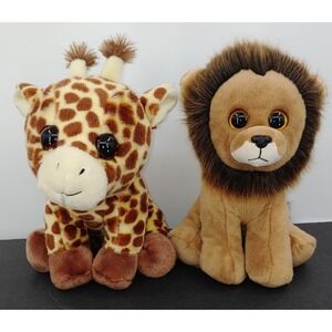 Lot Of 2 Ty Beanie Boo Peaches The Giraffe And Cecil The Lion VelveTy 10" Plush